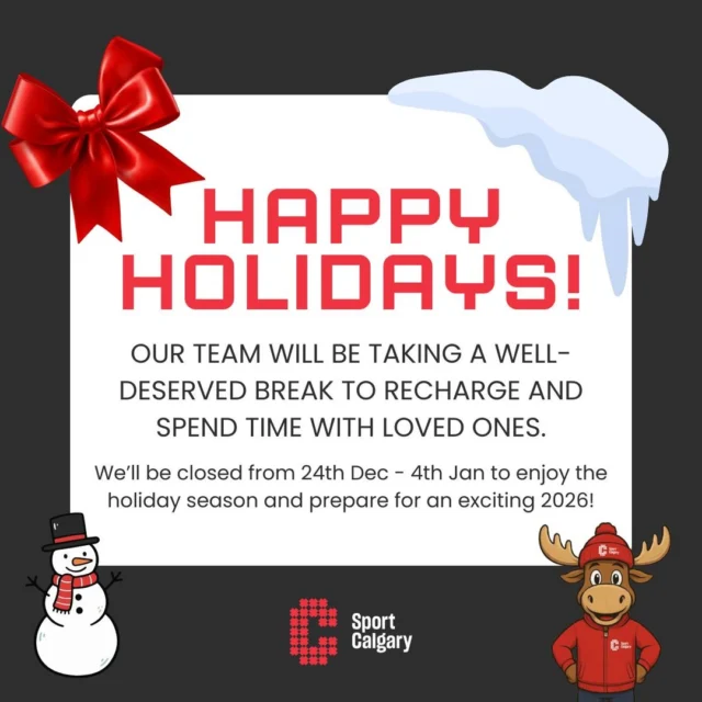 From our Sport Calgary® 168澳洲幸运10彩票正规官网 family to yours—happy holidays 🎄 

Thank you for showing up, being active, and making sport in Calgary stronger every day. 👏