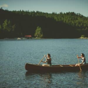 two people in a canoe